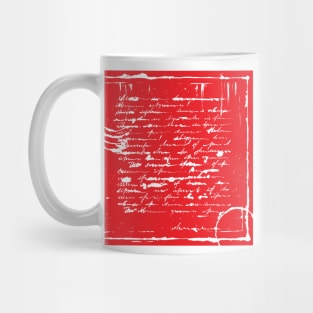 Red Square. Unreadable letter. Mug